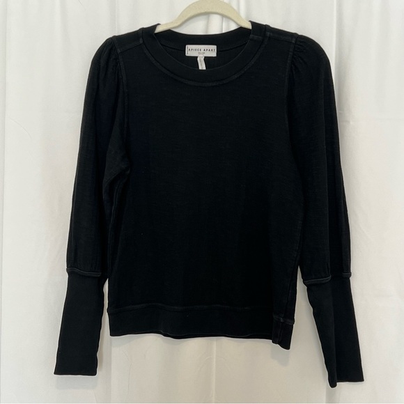 APIECE APART Olimpio Organic Cotton Sweatshirt Women's Sz XS Black Puff Sleeve - Picture 1 of 10